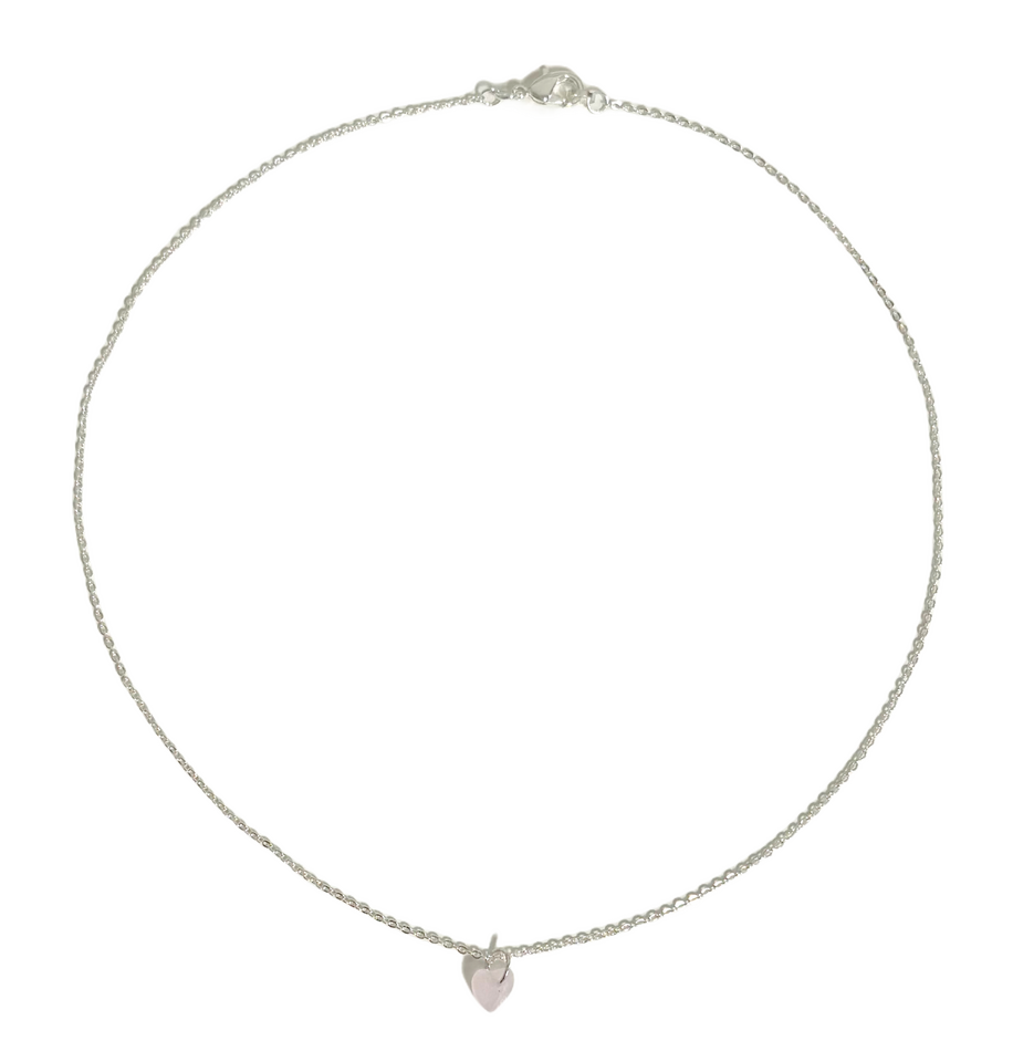 New! cream heart necklace (silver) $25