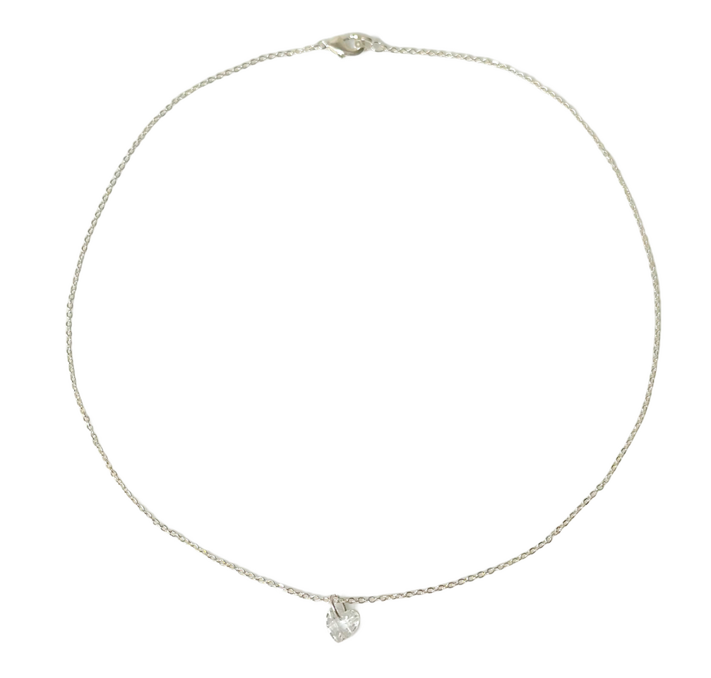 heart gem necklace (silver) $25