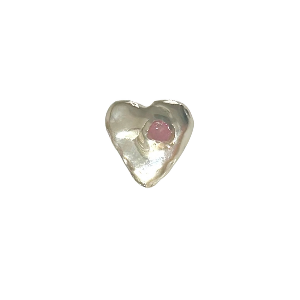 PINK HEART PENDANT (silver) $40